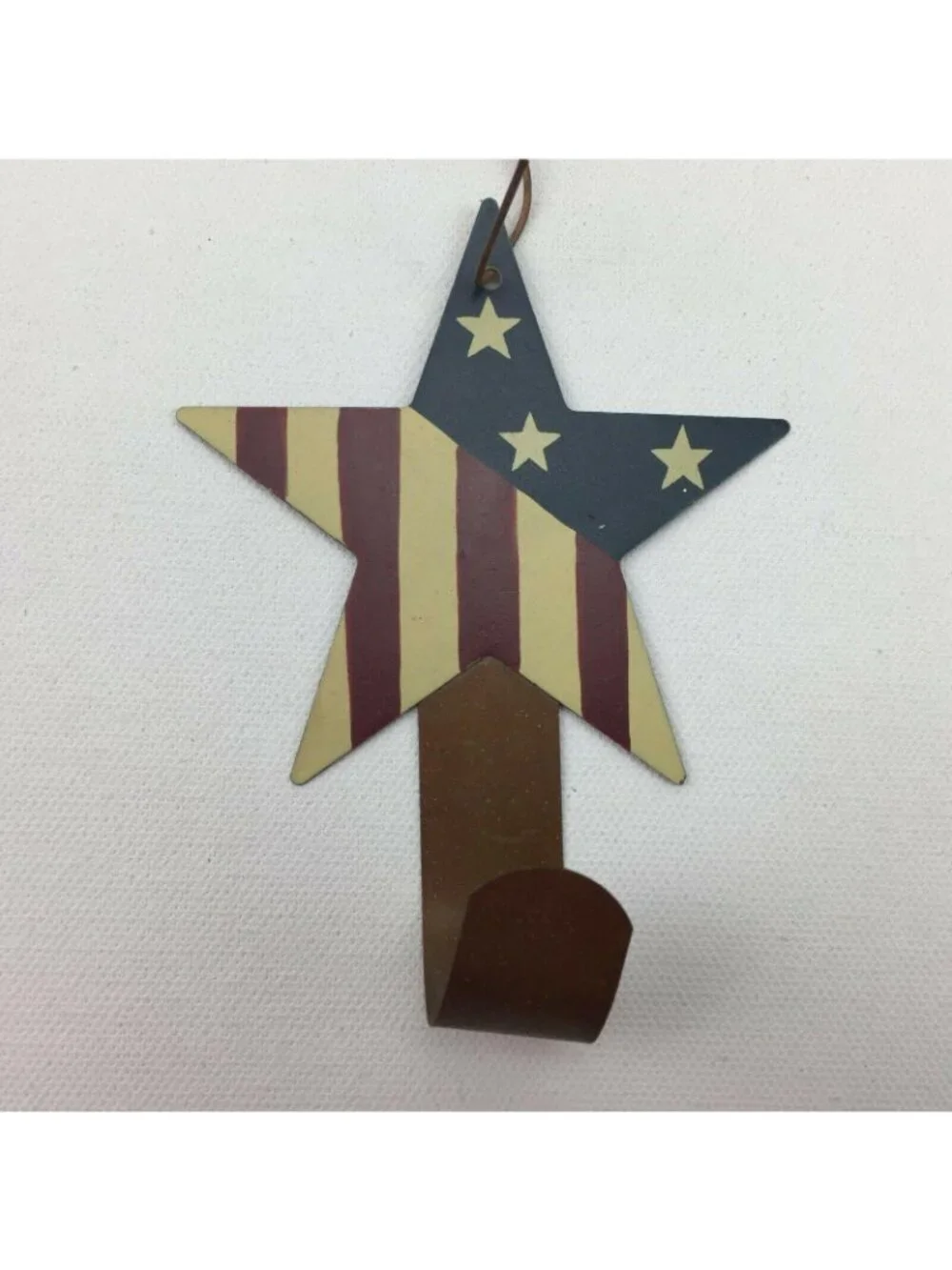 Americana Home Decor Metal Key Coat Hook Hanger Stars Stripes Blue Red White